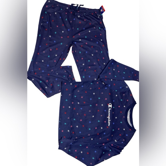 CHAMPION TWO PIECE LONG SLEEVE PAJAMA SET WOMEN SLEEPWEAR BLUE COLOR SIZE MEDIUM - Picture 3 of 12